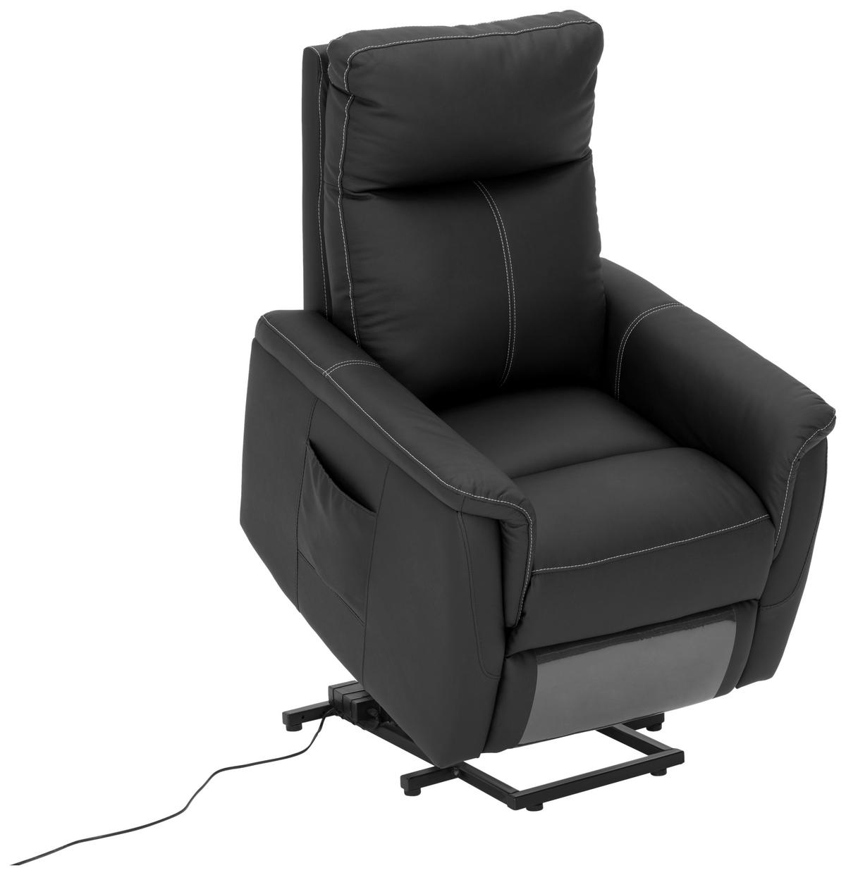 FERNSEHSESSEL in Lederlook Schwarz  - Weiss/Schwarz, Design, Leder/Kunststoff (78/108/91cm) - MID.YOU