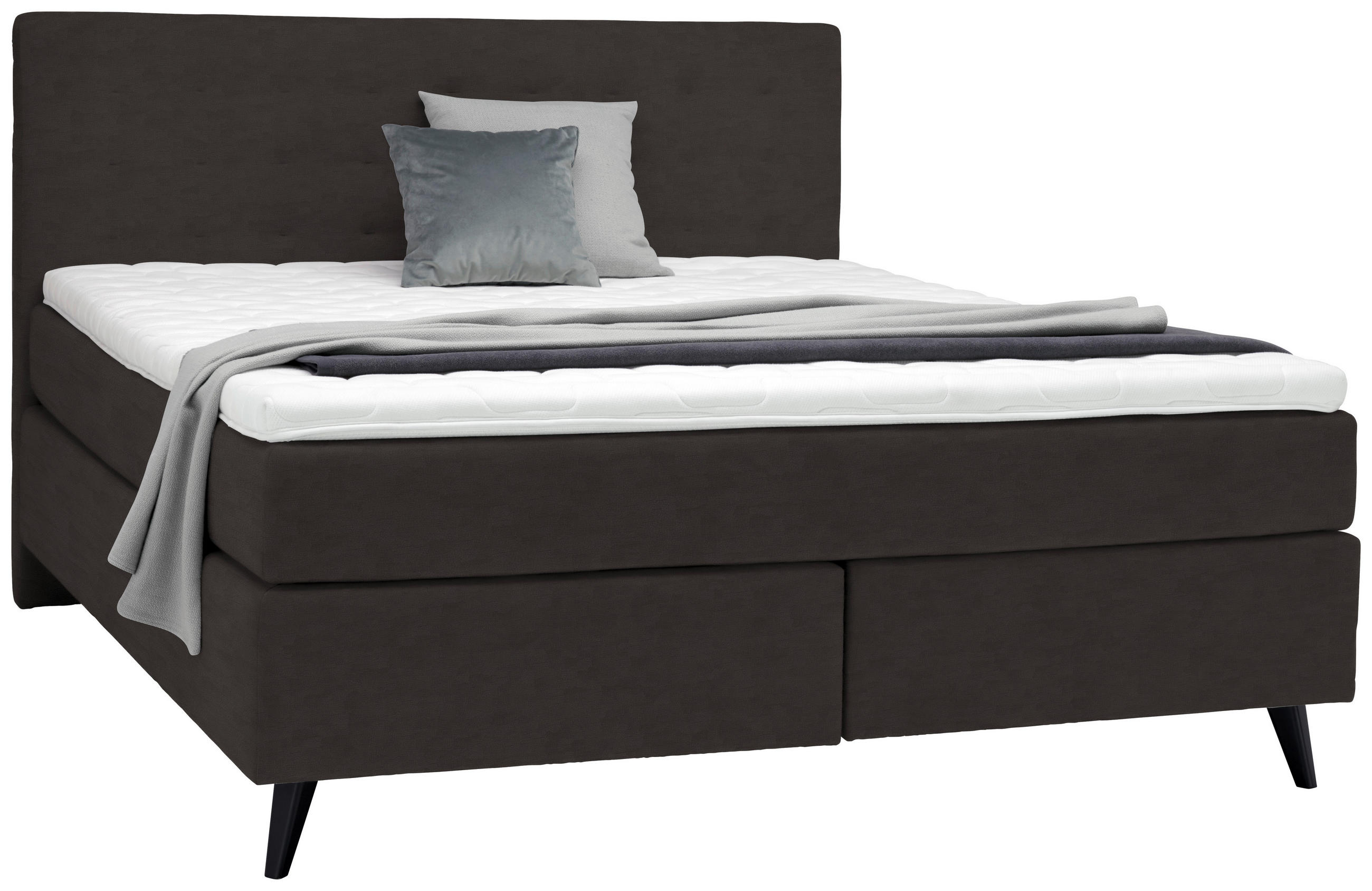 BOXSPRINGBETT 180/200 cm  in Dunkelbraun  - Dunkelbraun/Schwarz, KONVENTIONELL, Holz/Textil (180/200cm) - Voleo