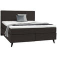 BOXSPRINGBETT 180/200 cm in Dunkelbraun - Dunkelbraun/Schwarz, KONVENTIONELL, Holz/Textil (180/200cm) - Voleo