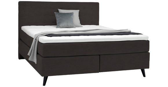 BOXSPRINGBETT 180/200 cm in Dunkelbraun - Dunkelbraun/Schwarz, KONVENTIONELL, Holz/Textil (180/200cm) - Voleo