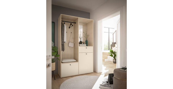 GARDEROBE 4-teilig  in 120/200/50 cm  - Kaschmir/Eichefarben, Design, Glas/Holzwerkstoff (120/200/50cm) - Xora