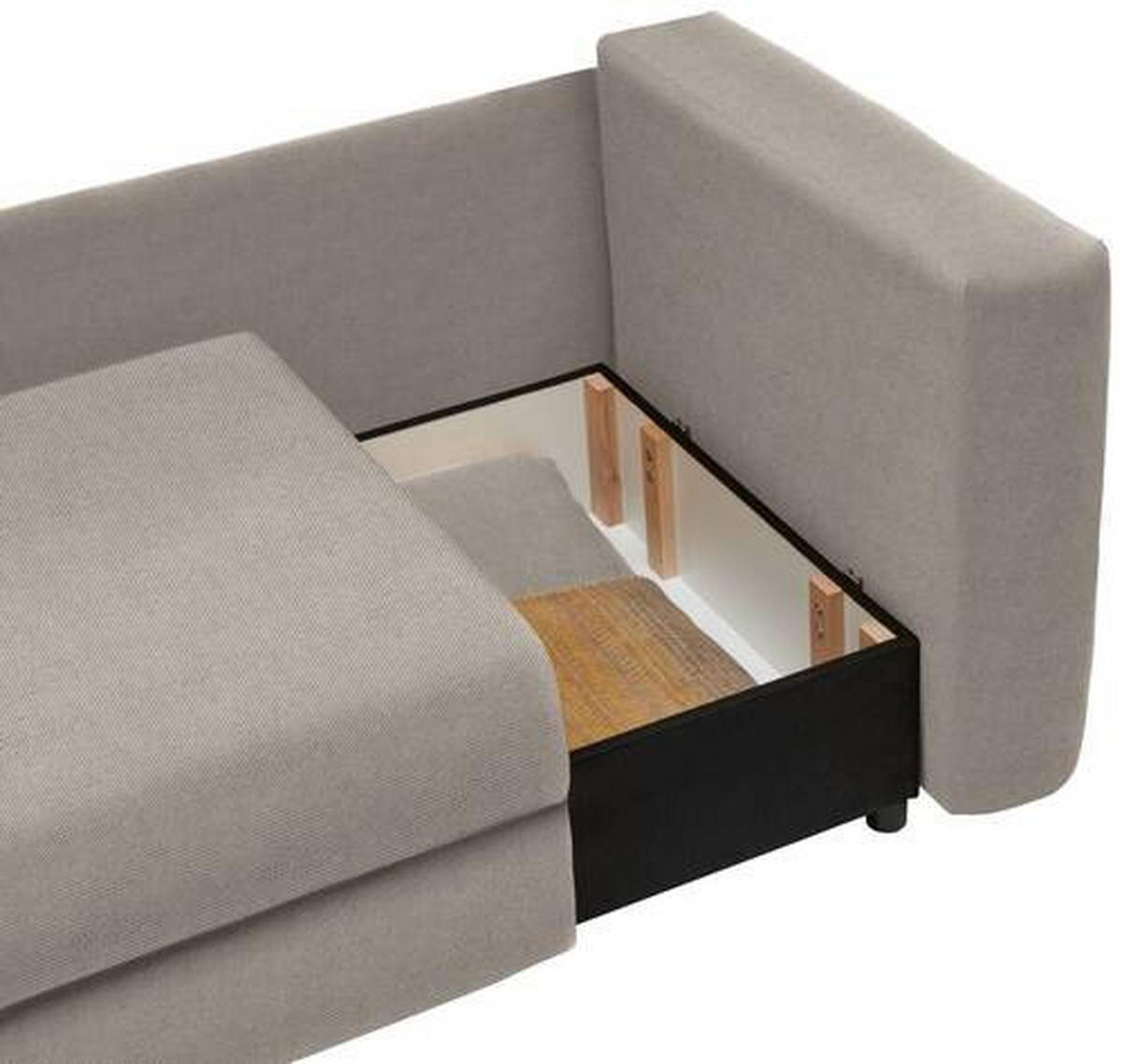 RÉCAMIERE in Flachgewebe Beige  - Beige/Schwarz, Design, Kunststoff/Textil (171/71-88/93cm) - Cantus