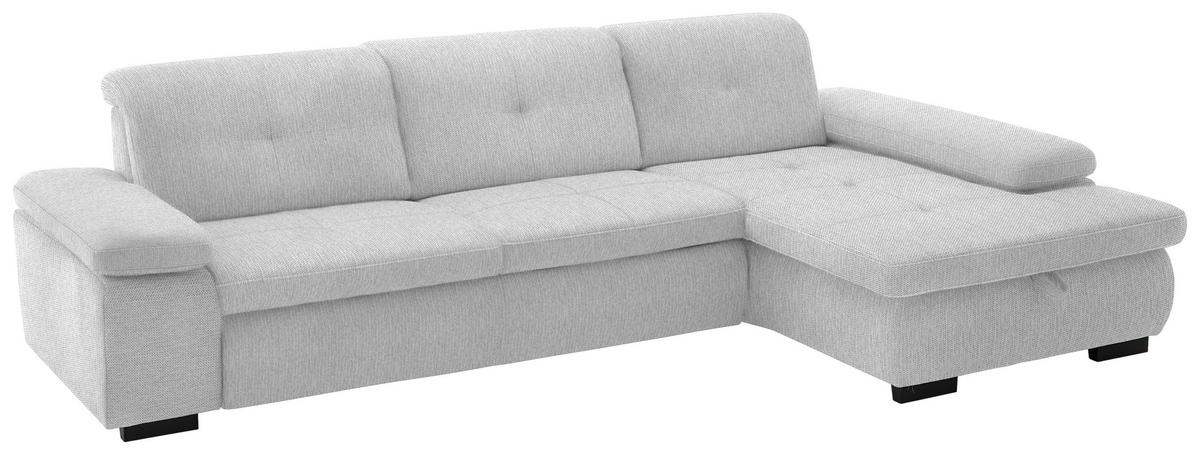ECKSOFA in Flachgewebe Ecru  297/174 cm  - Ecru/Schwarz, Design, Textil/Metall (297/174cm) - Beldomo Style