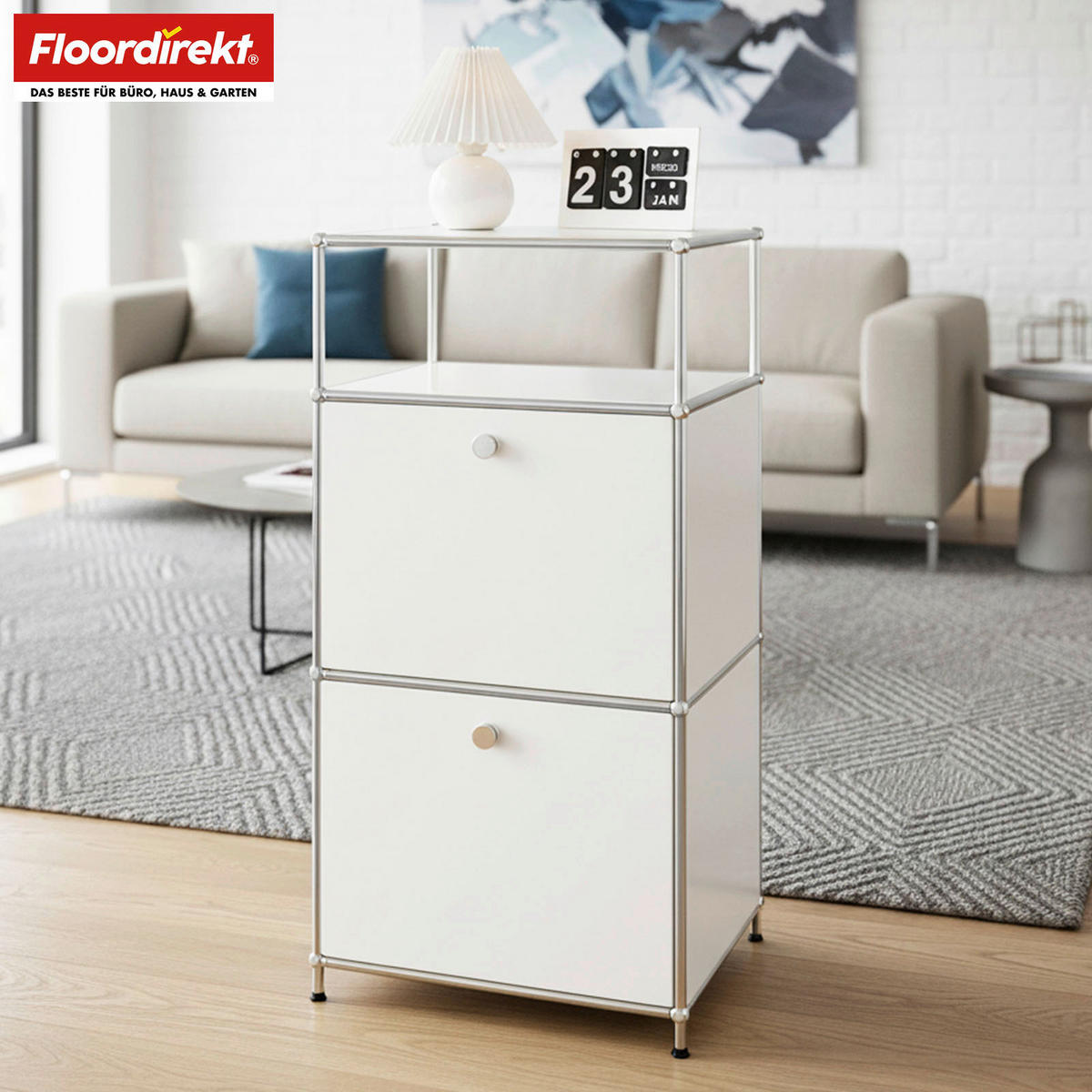 REGAL Weiß  - Weiß, Basics, Metall (50/100/40cm) - Floordirekt