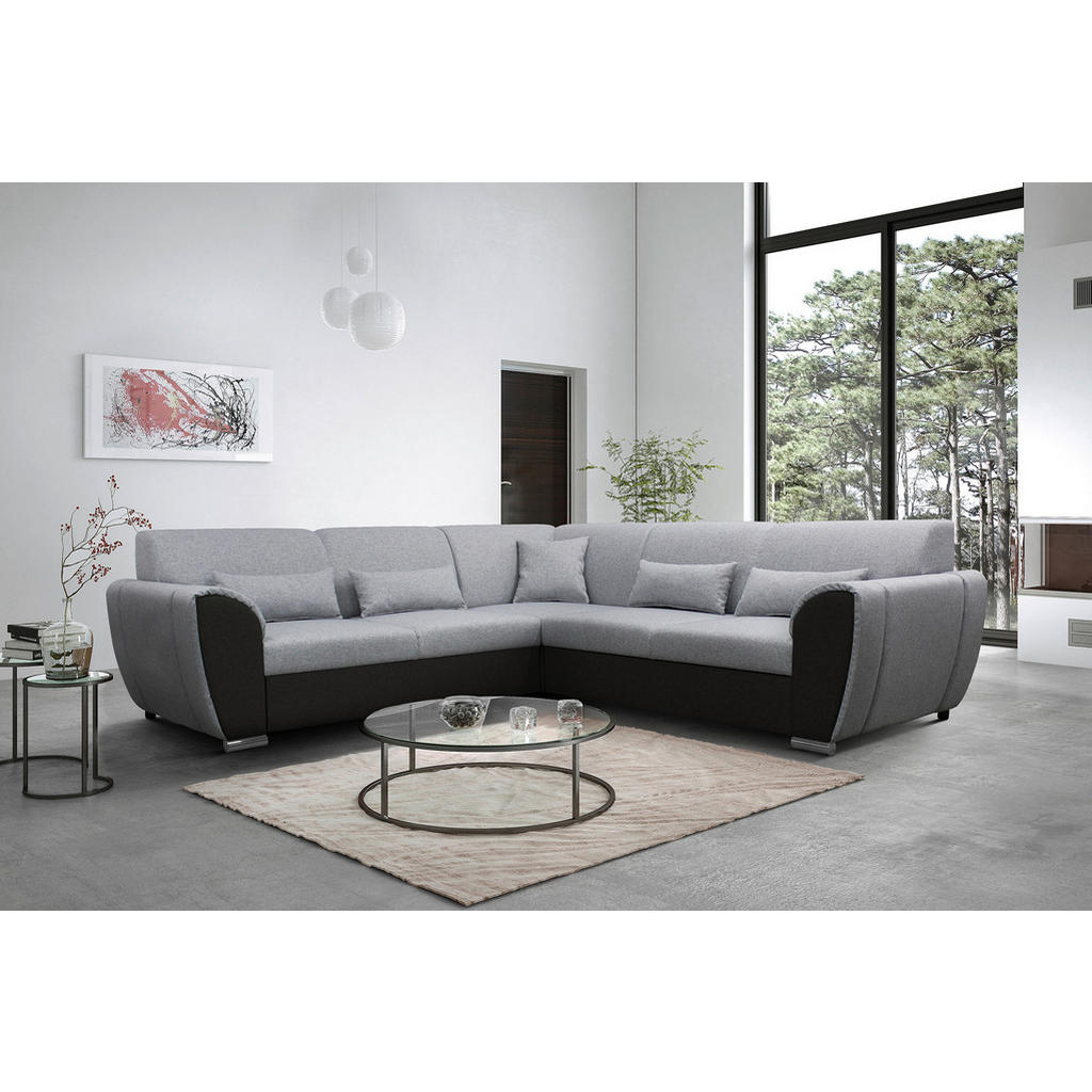 Thumbnail - Livetastic Ecksofa, Schwarz, Hellgrau, Textil, 5-Sitzer, Füllung: Schaumstoff, Ottomane links, L-Form, 266x266 cm, Made ...