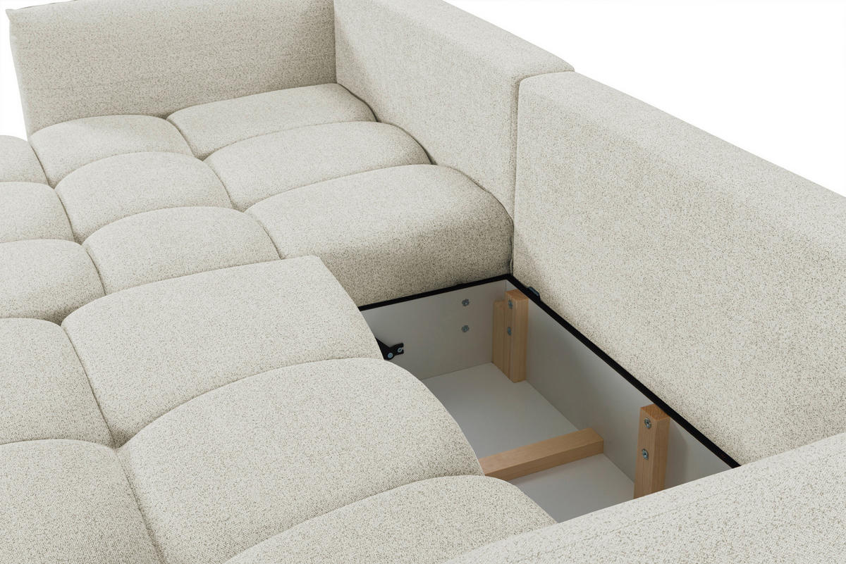 ECKSCHLAFSOFA Flachgewebe Beige  inkl.  - Beige/Schwarz, KONVENTIONELL, Kunststoff/Textil (273/188cm) - Livetastic