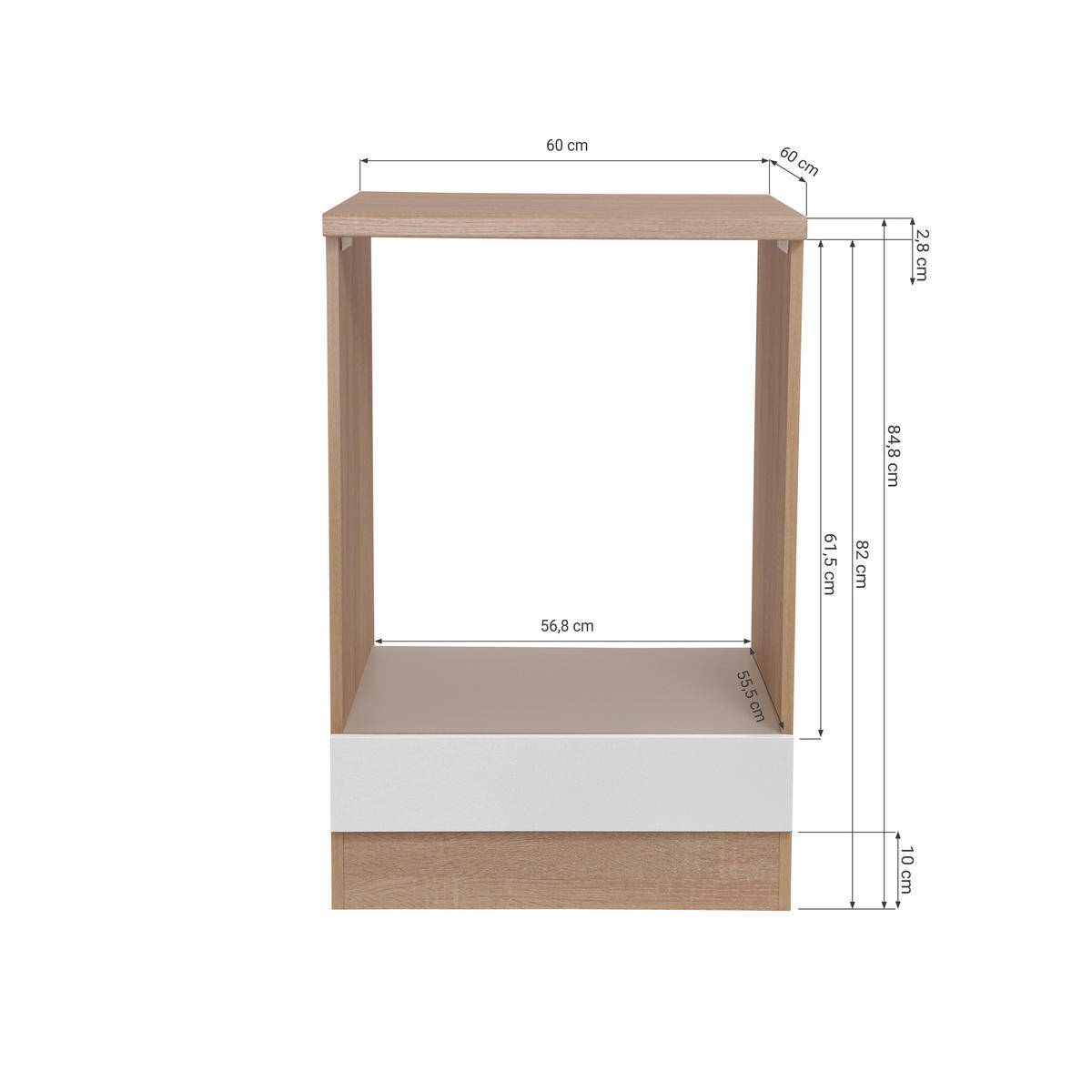 HERDUMBAUSCHRANK 60/84,8/60 cm  in Weiß, Eichefarben  - Eichefarben/Weiß, Basics, Holzwerkstoff (60/84,8/60cm) - Respekta