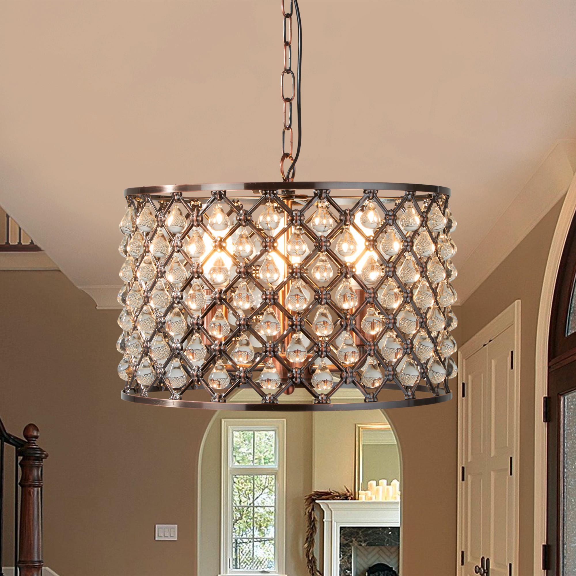 HÄNGLAMPA I KRISTALL Marquise 38/100 cm  - kopparfärgad, Lifestyle, metall/glas (38/100cm)