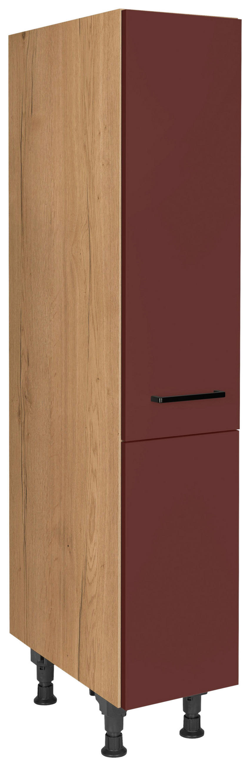 APOTHEKERSCHRANK 30/168/58 cm  in Rot, Eichefarben  - Eichefarben/Rot, MODERN, Holzwerkstoff/Metall (30/168/58cm) - Nobilia