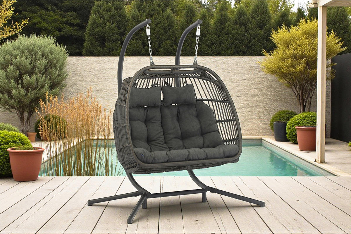 HÄNGESESSEL 152/198/117 cm Stahl  - Anthrazit/Grau, MODERN, Kunststoff/Textil (152/198/117cm)