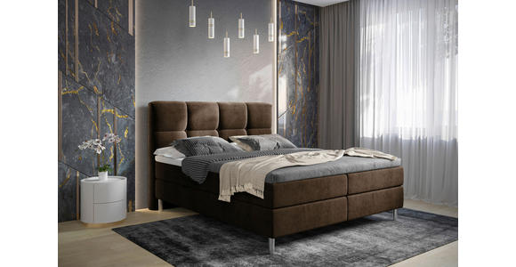BOXBETT 180/200 cm in Dunkelbraun - Chromfarben/Dunkelbraun, Design, Holz/Holzwerkstoff (180/200cm) - Esposa