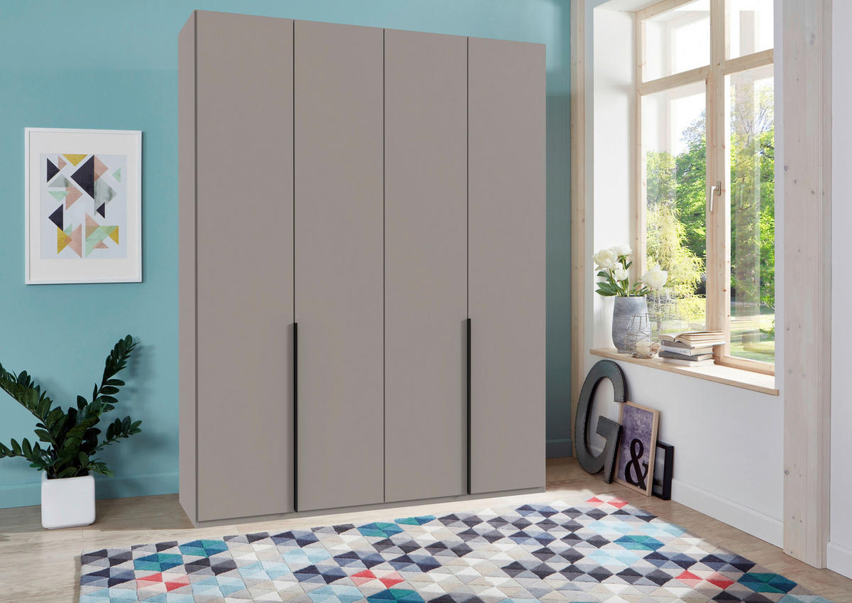 DREHTÜRENSCHRANK in Grau, Sahara  - Schwarz/Grau, Modern, Holzwerkstoff/Metall (180/236/58cm) - MID.YOU