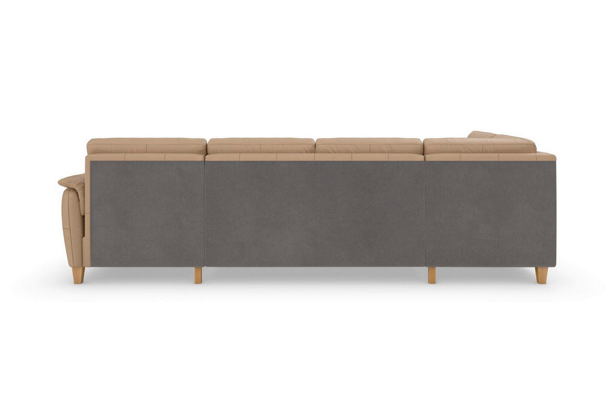 WOHNLANDSCHAFT PALMERA E Cappuccino Echtleder  - Eichefarben/Cappuccino, Basics, Leder/Holz (212/308/163cm) - Sit & More