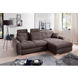 ECKSOFA in Mikrofaser Braun 276/193 cm - Chromfarben/Braun, MODERN, Kunststoff/Textil (276/193cm) - Hom`in