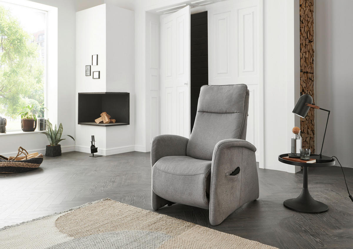 FERNSEHSESSEL in Chenille Grau  - Grau, Konventionell, Kunststoff/Textil (79/108/87cm) - Valdera