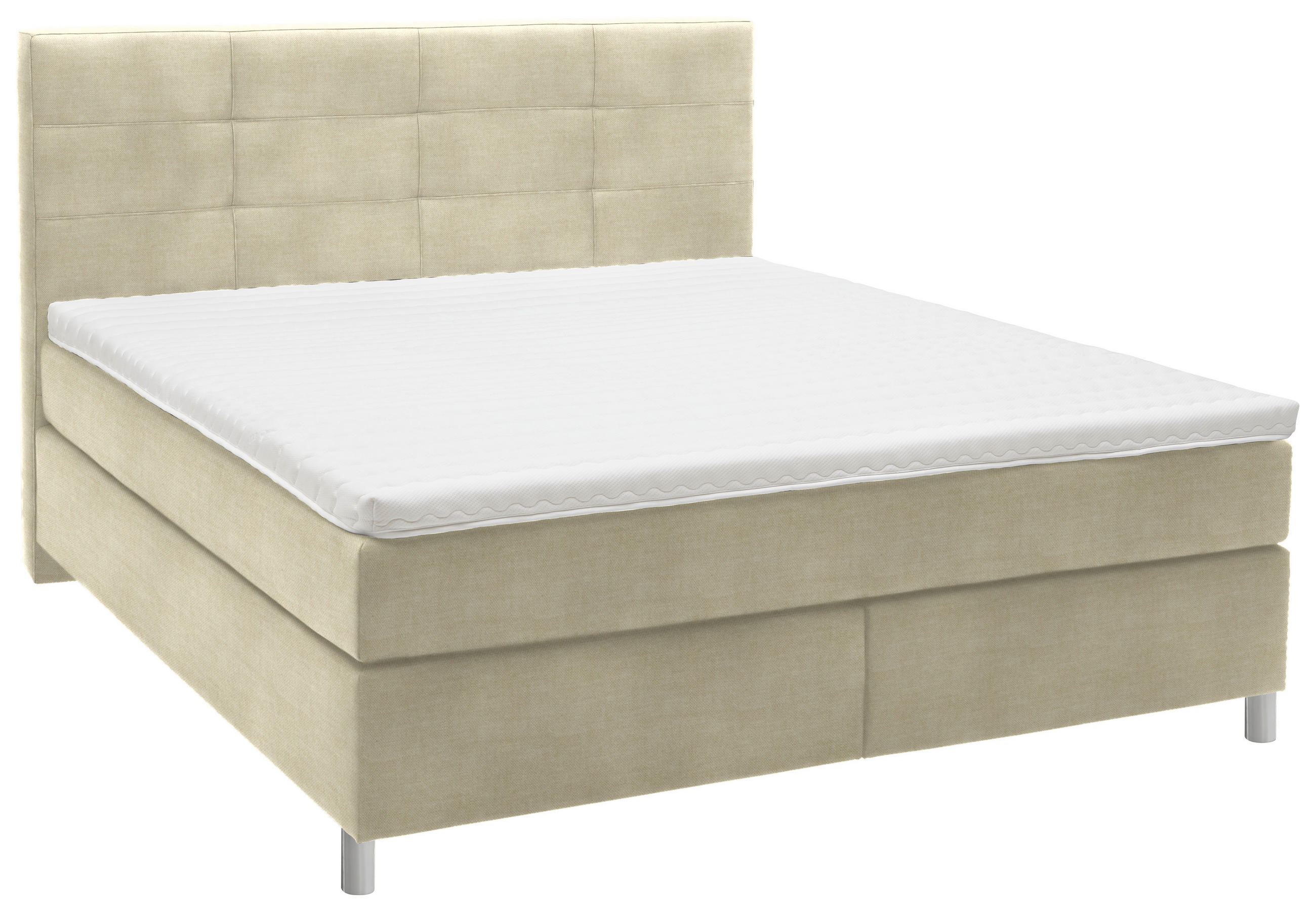 BOXSPRINGBETT 160/200 cm  in Beige  - Chromfarben/Beige, KONVENTIONELL, Kunststoff/Textil (160/200cm) - Voleo