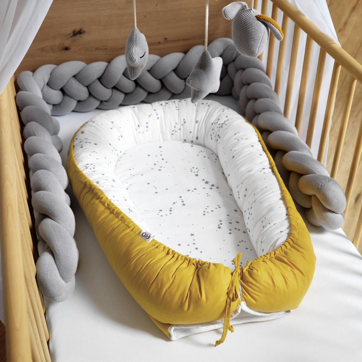GITTERBETT Yunai 144,6/78/83,5 cm  - Eichefarben/Anthrazit, Trend, Holzwerkstoff/Metall (144,6/78/83,5cm) - My Baby Lou