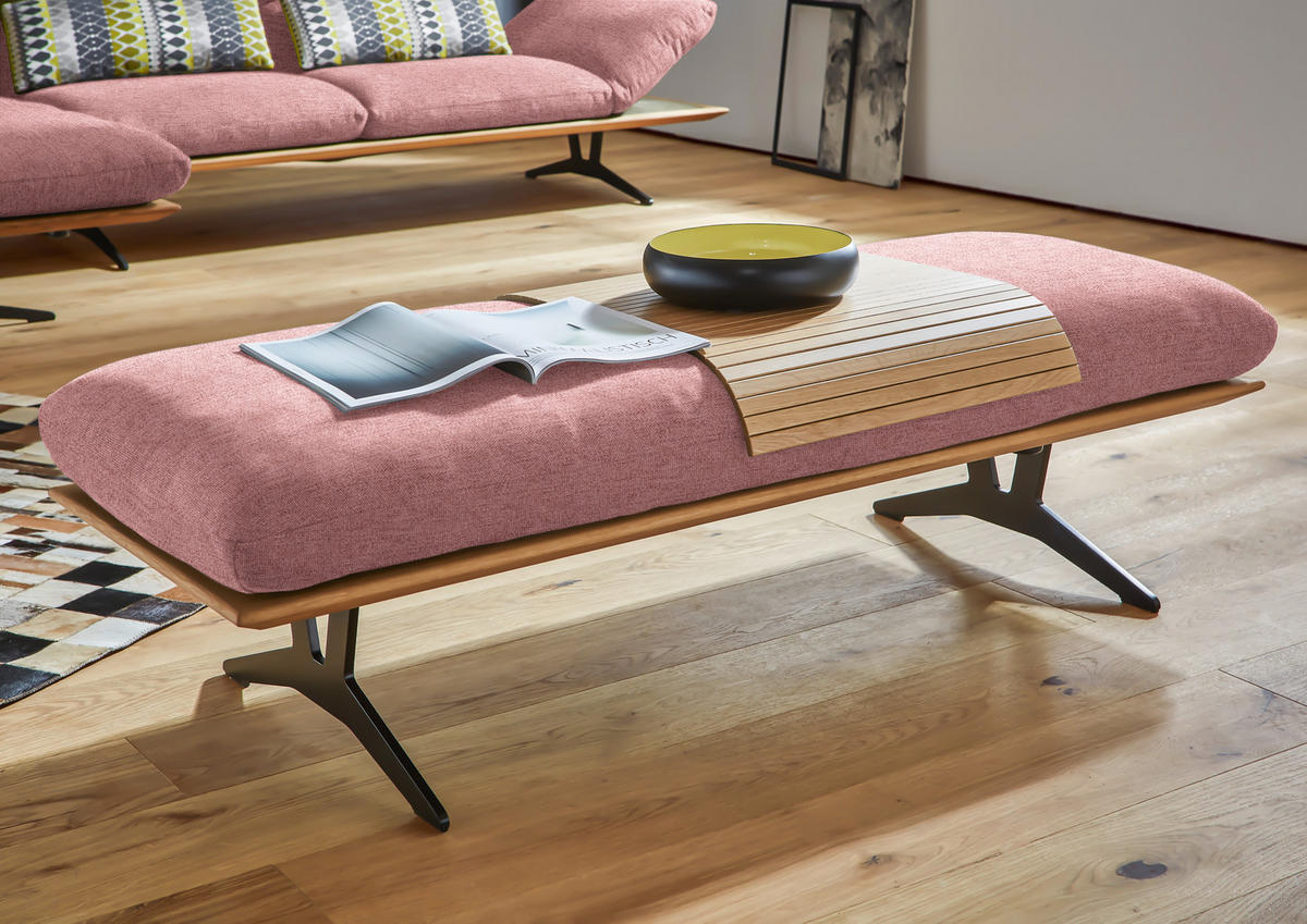 HOCKERBANK in Holz, Textil Altrosa  - Schwarz/Altrosa, Design, Holz/Textil (150/43/60cm) - Dieter Knoll