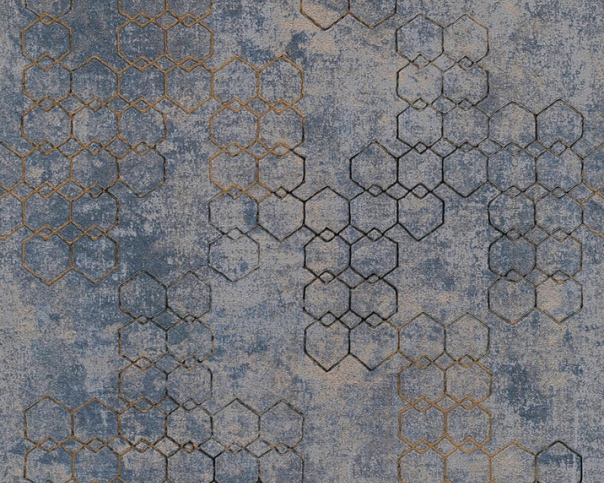 VINILNA TAPETA - zlate barve/modra, Design, papir (53*1000cm)