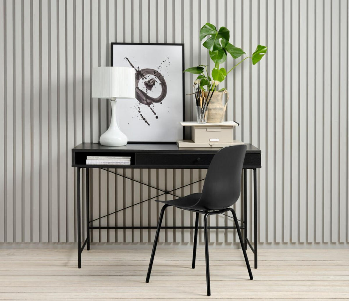 SKRIVBORD  i svart  - svart, Trend, metall/trämaterial (120/76/60cm) - Best Price