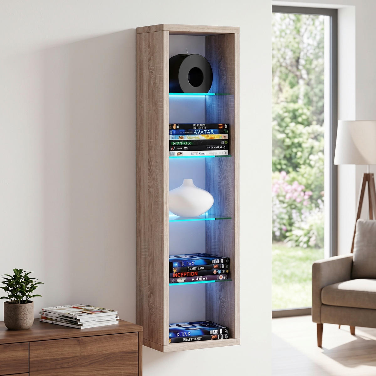 WANDREGAL 21/77/14 cm  - Sonoma Eiche, Design, Glas/Holzwerkstoff (21/77/14cm) - MID.YOU