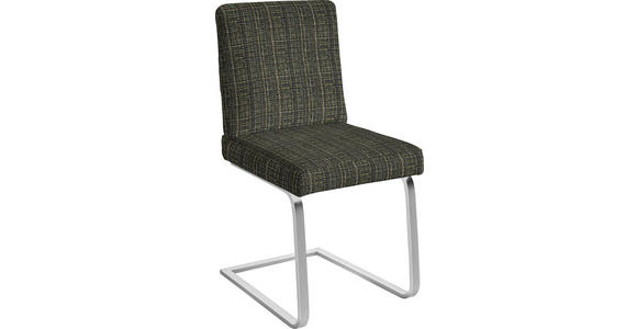SCHWINGSTUHL in Stahl Flachgewebe - Chromfarben/Grün, Design, Textil/Metall (60/92/60cm) - Dieter Knoll
