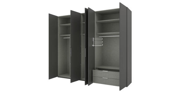 DREHTÜRENSCHRANK 250/223/62 cm 5-türig Anthrazit - Anthrazit/Schwarz, KONVENTIONELL, Holzwerkstoff/Metall (250/223/62cm) - Novel