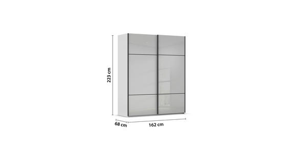SCHWEBETÜRENSCHRANK 162/223/68 cm 2-türig Grau - Schwarz/Grau, KONVENTIONELL, Glas/Holzwerkstoff (162/223/68cm) - Novel