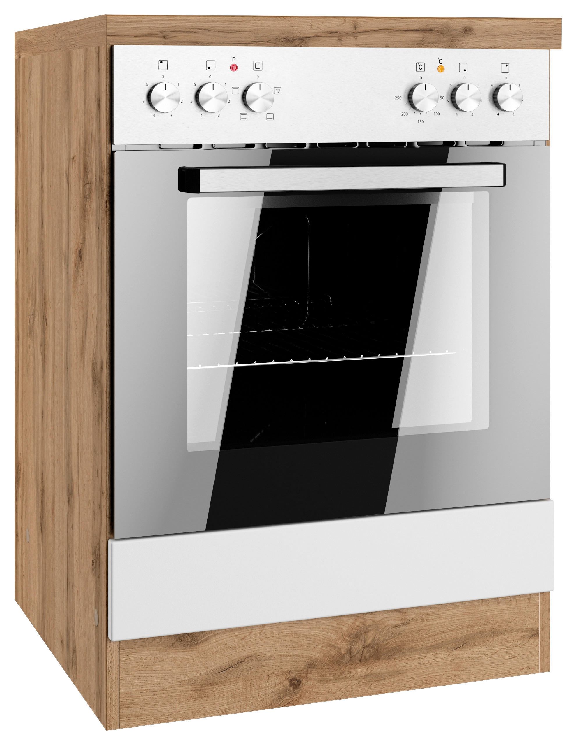 HERDUMBAUSCHRANK 60/86/60 cm  in Weiß, Eiche Wotan  - Eiche Wotan/Weiß, LIFESTYLE, Holzwerkstoff (60/86/60cm) - Held