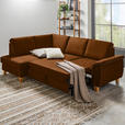 ECKSOFA in Flachgewebe Braun  - Eichefarben/Braun, Design, Holz/Textil (185/253cm) - Cantus