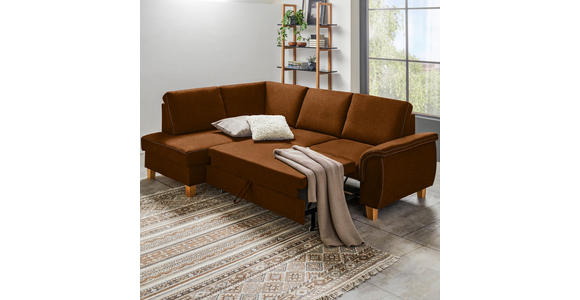 ECKSOFA in Flachgewebe Braun  - Eichefarben/Braun, Design, Holz/Textil (185/253cm) - Cantus