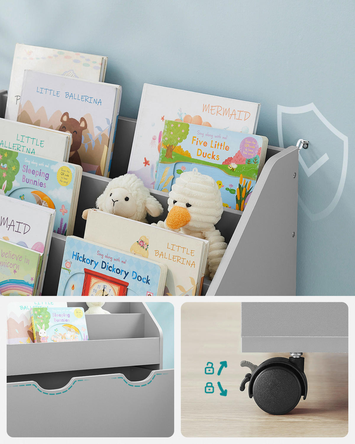 KINDERREGAL Grau  - Grau, MODERN, Holzwerkstoff (62,5/70/29,5cm) - MID.YOU