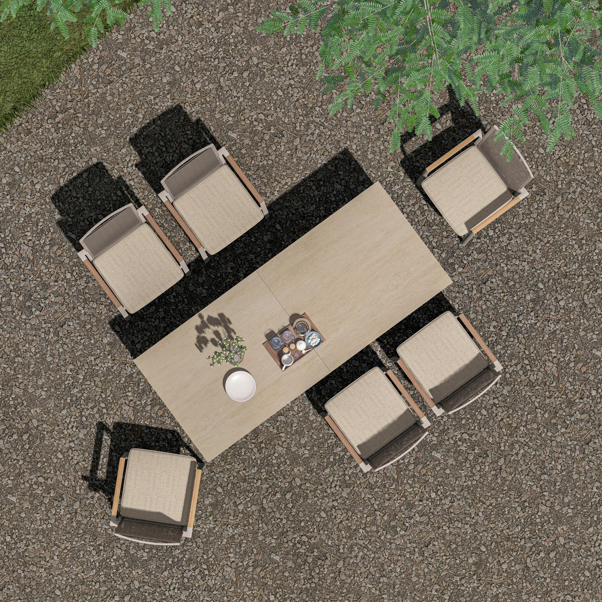 GARTENTISCH 240-300/100/74 cm Metall, Keramik rechteckig  - Sandfarben/Mokka, Basics, Keramik/Metall (240-300/100/74cm) - Zebra 