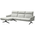 ECKSOFA in Flachgewebe Weiß  152/259 cm  - Schwarz/Weiß, Design, Textil/Metall (152/259cm) - Dieter Knoll