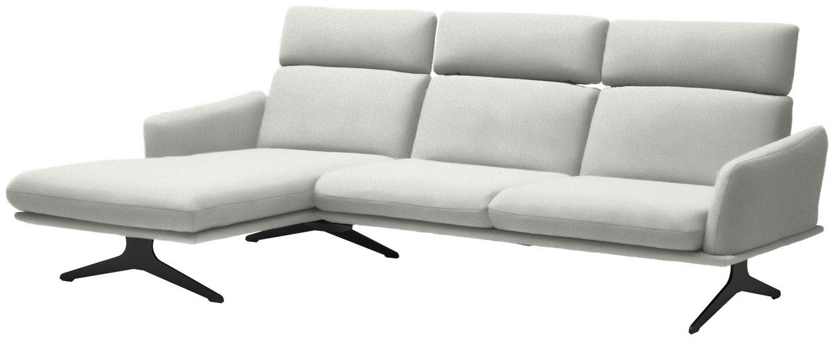 ECKSOFA in Flachgewebe Weiß  152/259 cm  - Schwarz/Weiß, Design, Textil/Metall (152/259cm) - Dieter Knoll