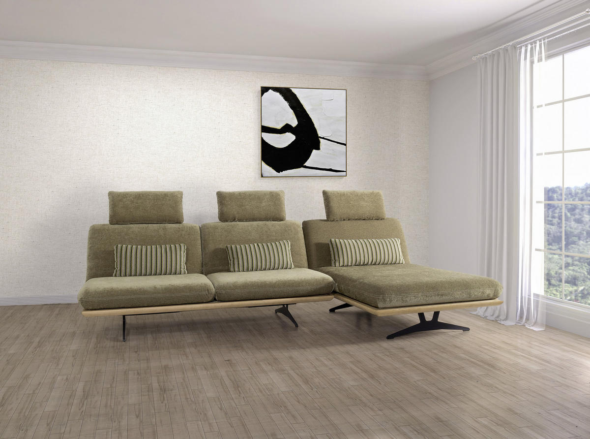 SEDEŽNA GARNITURA, svetlo zelena  - črna/bež, Design, kovina/tekstil (318/92/90/165cm) - Dieter Knoll