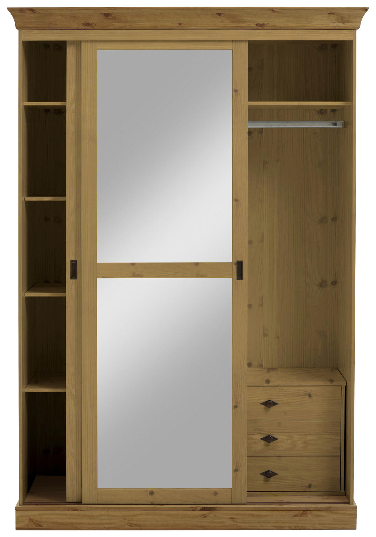 SCHIEBETÜRENSCHRANK 150/220/69 cm 2-türig Laugenfarbig  - Laugenfarbig/Messingfarben, ROMANTIK / LANDHAUS, Glas/Holz (150/220/69cm) - Boxxx