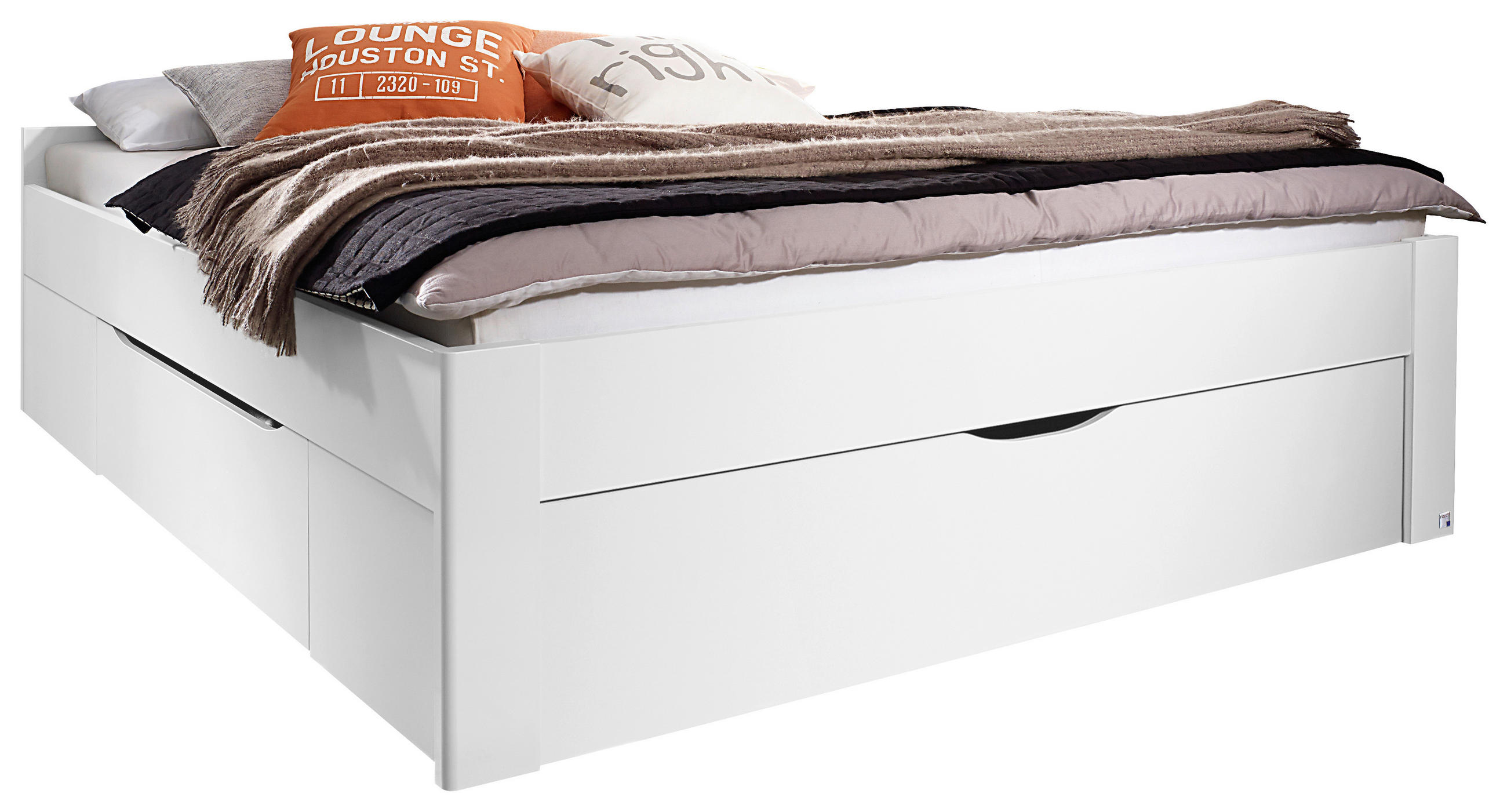 Pat Cu Spațiu De Depozitare, 160/200 cm, alb