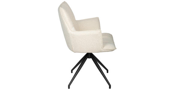 ARMLEHNSTUHL  Stoffauswahl, Sitzfläche 360° drehbar, automatische Rückholfunktion Jacquard  - Creme/Schwarz, Design, Textil/Metall (59/89.5/63cm) - Novel