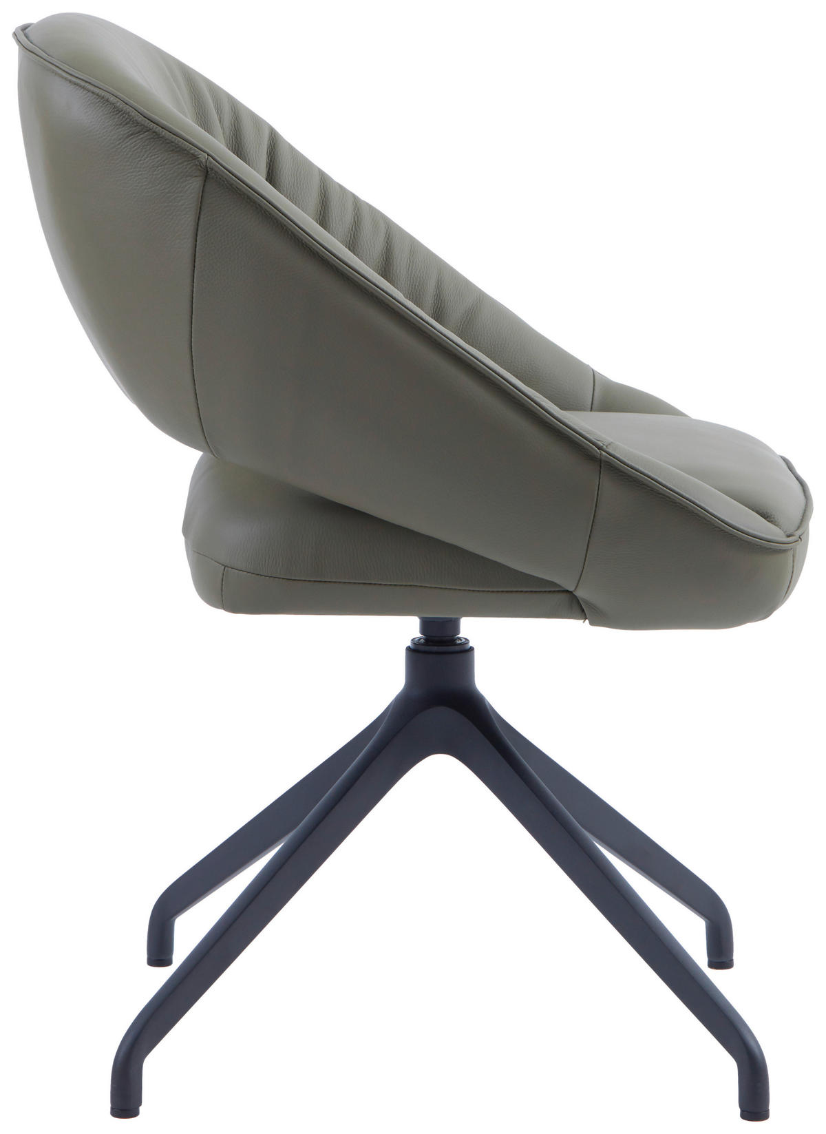ARMLEHNSTUHL  Sitzfläche 360° drehbar, automatische Rückholfunktion  Echtleder  - Schwarz/Graugrün, Design, Leder/Metall (61/81/66cm) - Dieter Knoll