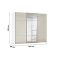 SCHWEBETÜRENSCHRANK 242/223/68 cm 3-türig Weiß, Champagner  - Champagner/Alufarben, KONVENTIONELL, Glas/Holzwerkstoff (242/223/68cm) - Novel