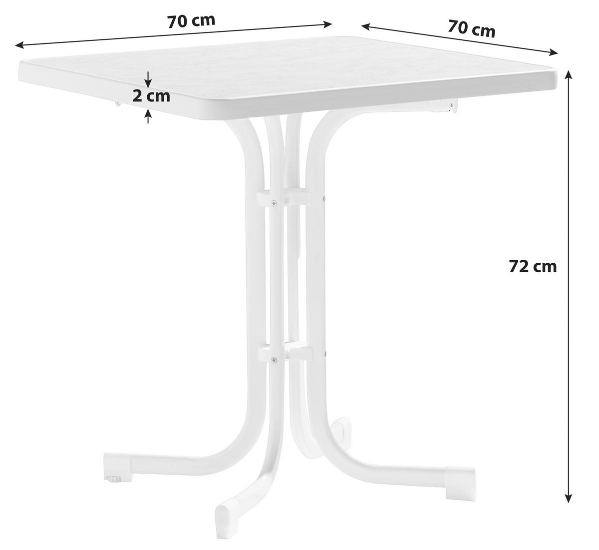 GARTENTISCH Holzwerkstoff Weiß quadratisch  - Weiß, MODERN, Holzwerkstoff/Metall (70/70/72cm) - Sieger