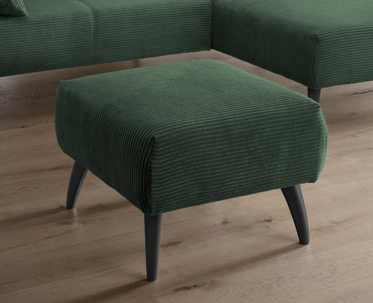 HOCKER in Holz, Textil Dunkelgrün  - Dunkelgrün/Schwarz, Modern, Holz/Textil (66/44/66cm) - MID.YOU