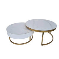 COUCHTISCHSET 70-80/70-80/31-39 cm rund Weiß, Goldfarben  - Goldfarben/Weiß, Design, Holzwerkstoff/Stein (70-80/70-80/31-39cm) - Modante