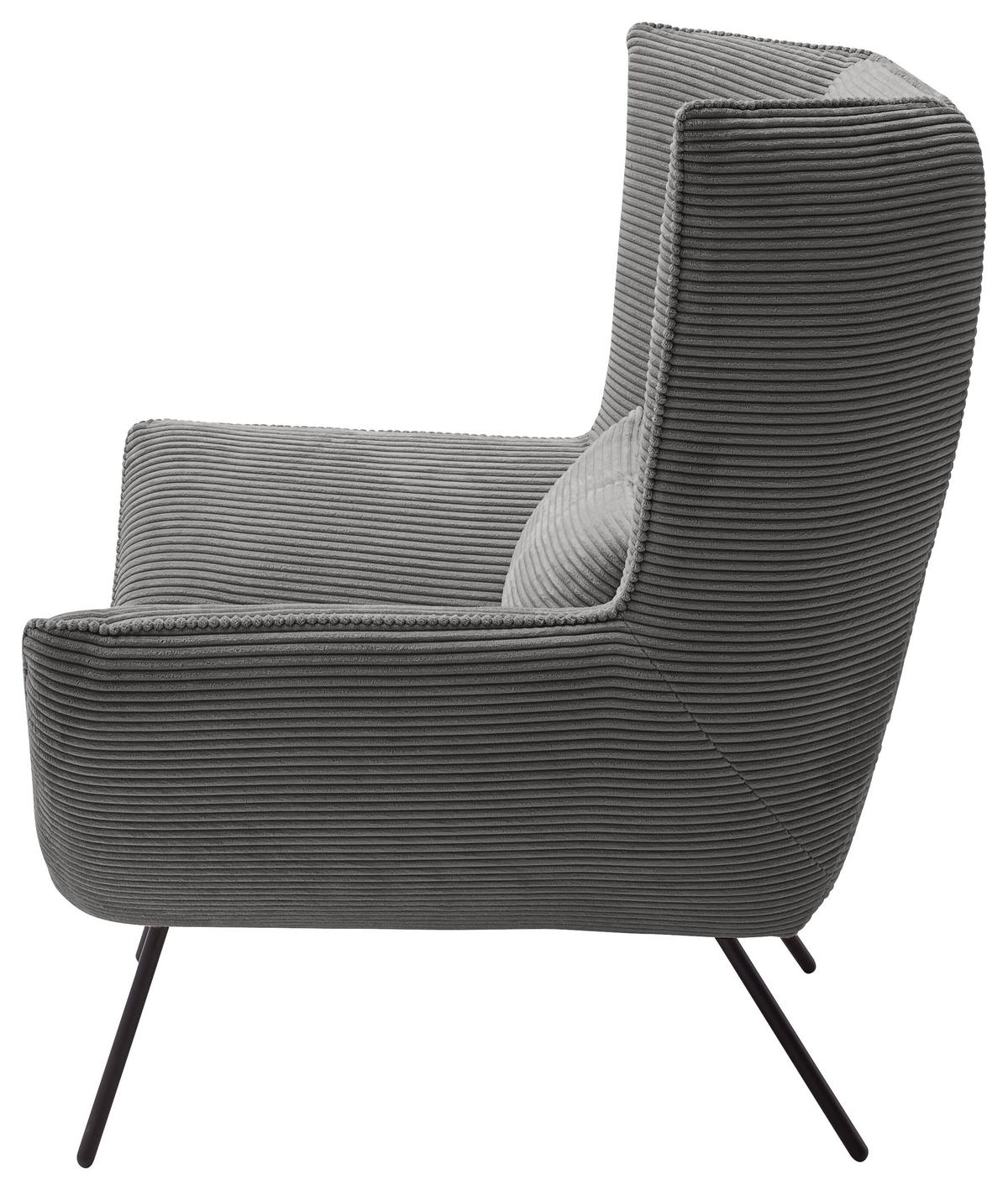 SESSEL in Cord Dunkelgrau  - Dunkelgrau/Schwarz, Design, Textil/Metall (90/112/94cm) - Pure Home Lifestyle
