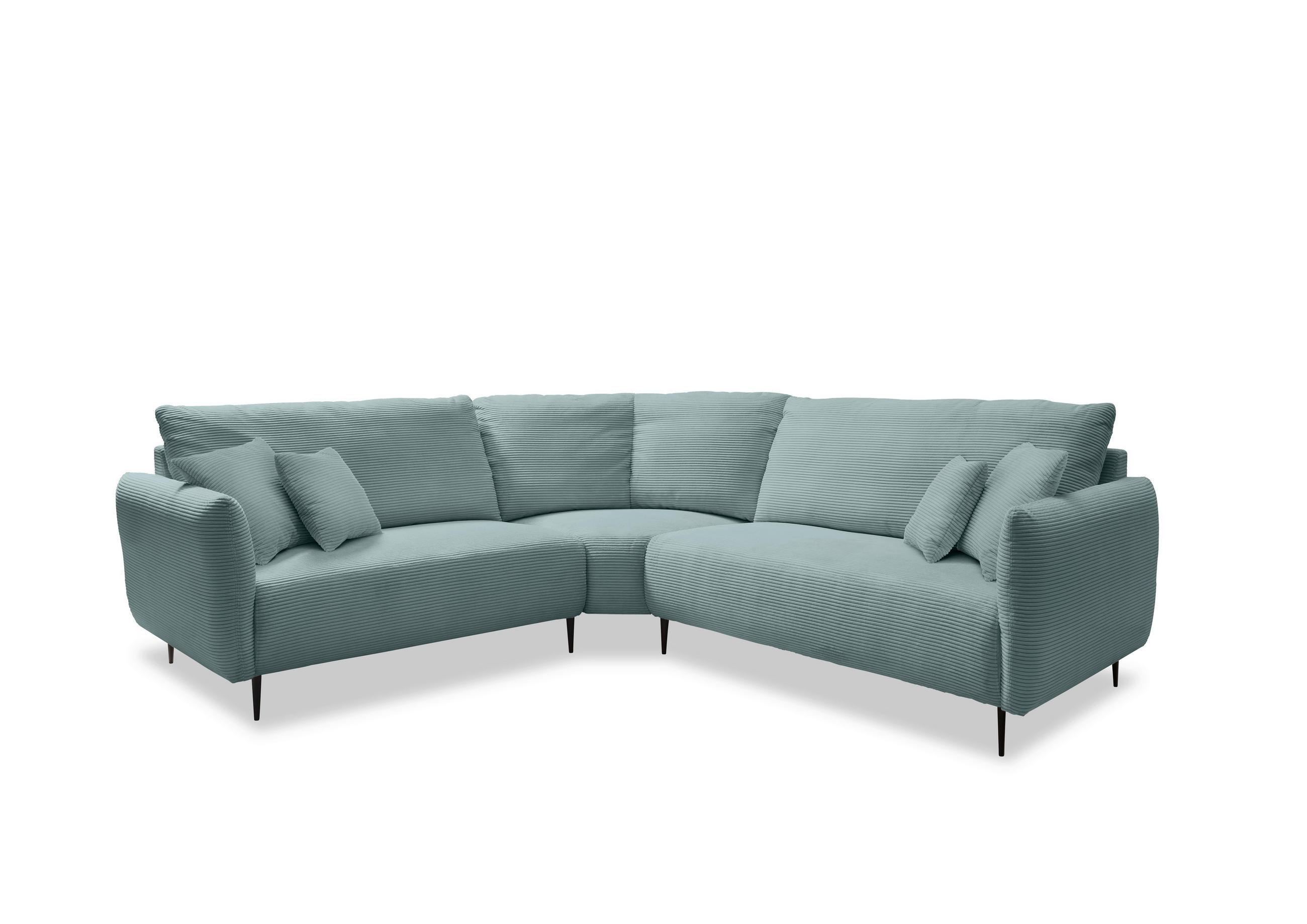 ECKSOFA in Cord Hellblau  - Schwarz/Hellblau, Design, Textil/Metall (256/256cm) - Livetastic