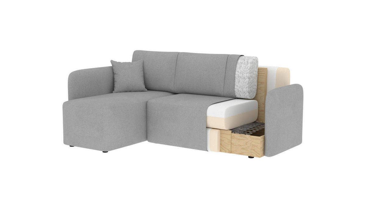 ECKSOFA Plüsch Blau  - Blau/Schwarz, Design, Kunststoff/Textil (150/206cm) - P & B