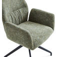 ARMLEHNSTUHL  Sitzfläche 360° drehbar, automatische Rückholfunktion Leinenoptik  - Schwarz/Grün, Design, Textil/Metall (62/89/63cm) - Dieter Knoll