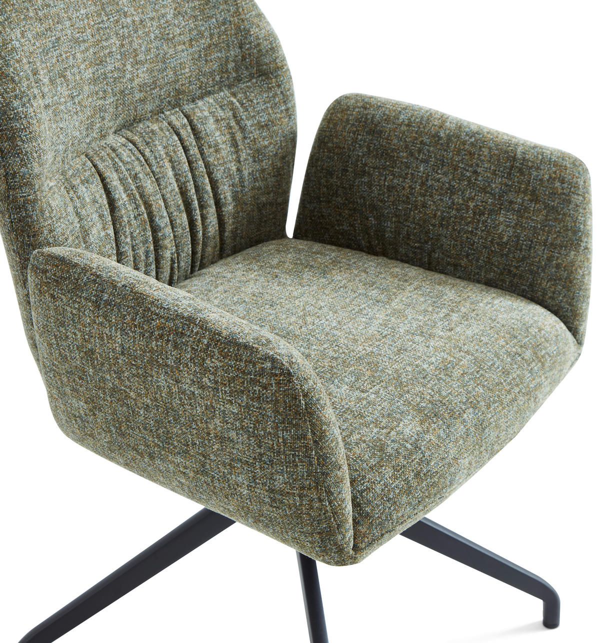 ARMLEHNSTUHL  Sitzfläche 360° drehbar, automatische Rückholfunktion Leinenoptik  - Schwarz/Grün, Design, Textil/Metall (62/89/63cm) - Dieter Knoll