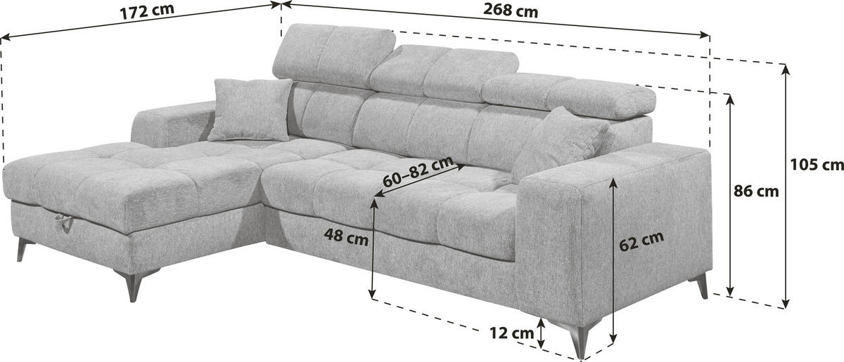 ECKSOFA Dunkelgrün Chenille  - Dunkelgrün/Schwarz, KONVENTIONELL, Kunststoff/Textil (172/268cm) - Carryhome